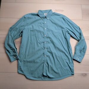 LL Bean Shirt Mens XL Tall Green Check Traditional Fit Button‎ Down Cotton